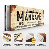 Good Times Personalized Man Cave Sign: Custom Bar Signs for Home Bar – Perfect Man Cave Wall Decor - Tailored Canvases - Flyclothing LLC