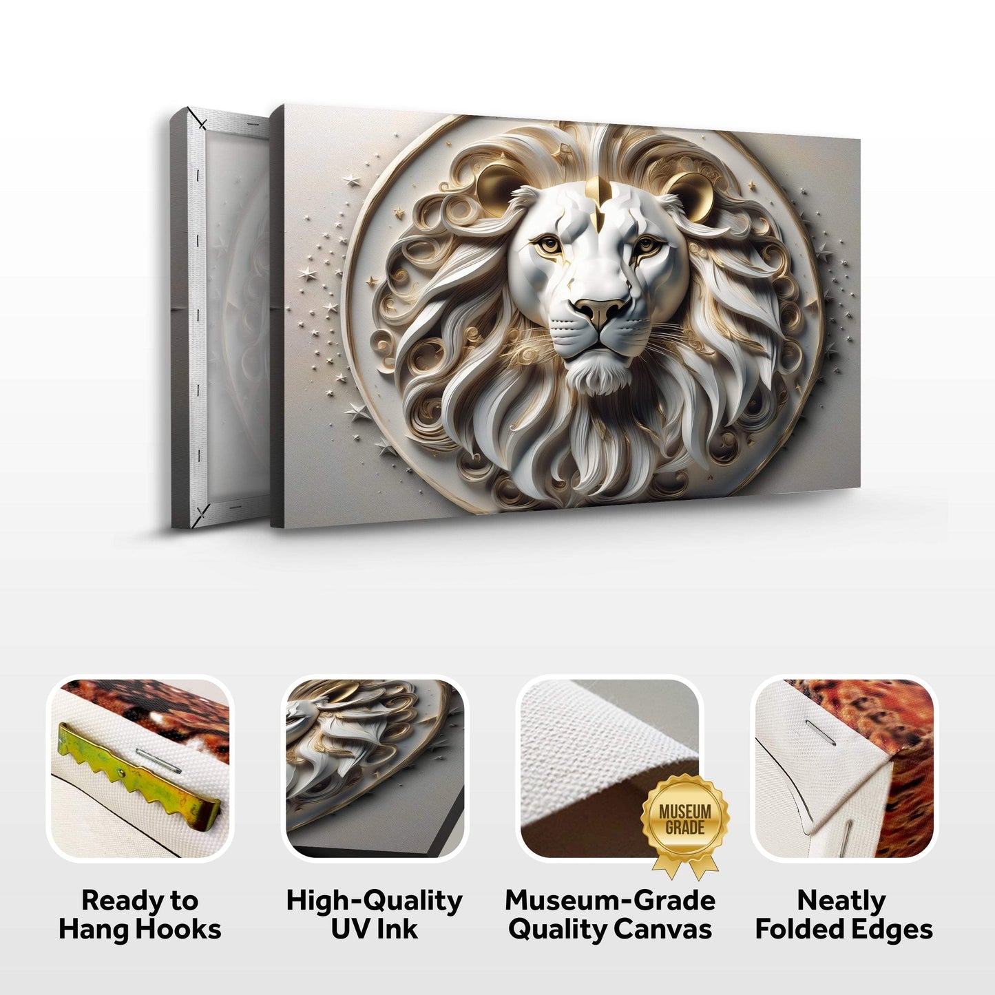 3D Majestic Lion Wall Art VI - Tailored Canvases - Flyclothing LLC