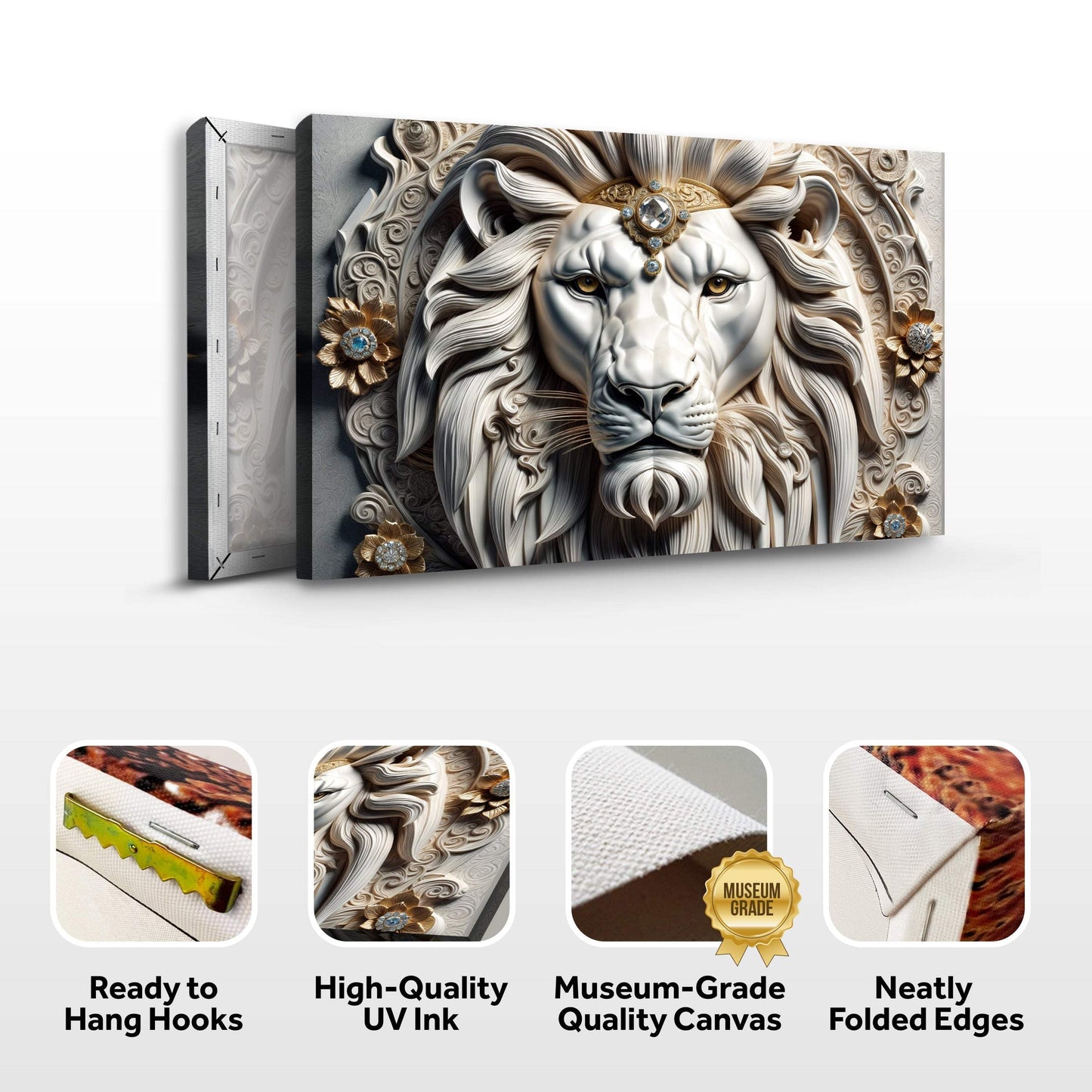 3D Majestic Lion Wall Art II - Tailored Canvases - Flyclothing LLC