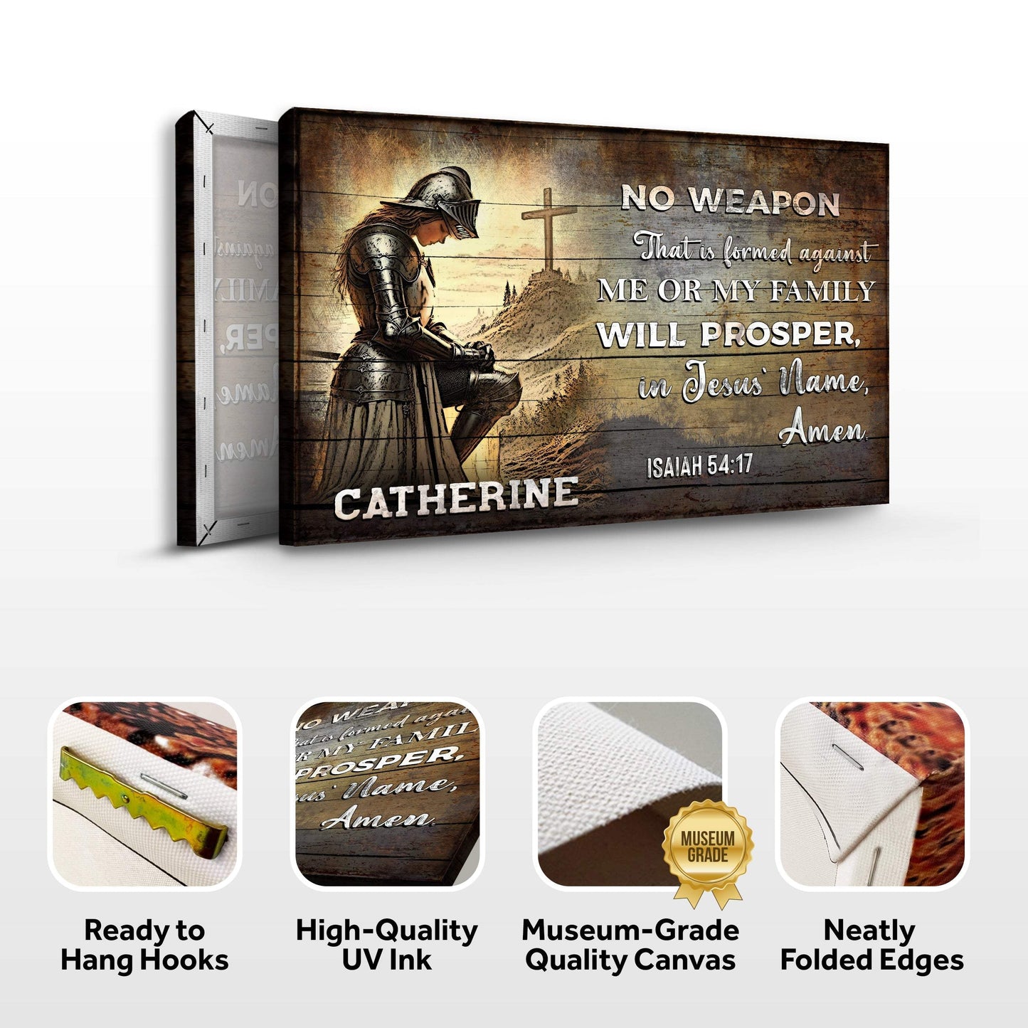 No Weapon That Is Formed Against You Will Prosper Isaiah 54:17 Faith Sign III - Tailored Canvases - Flyclothing LLC