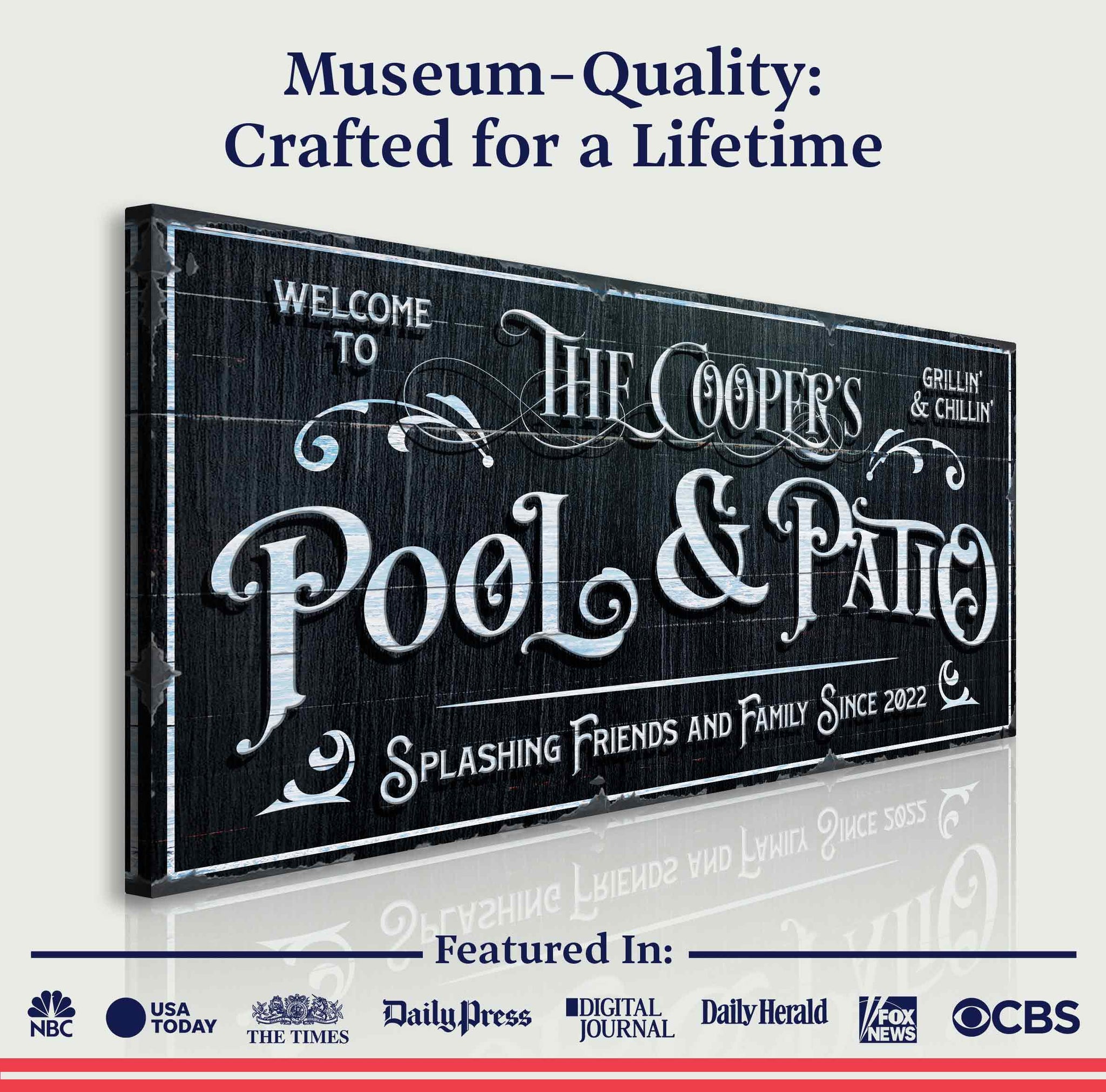 Personalized Pool Sign Black and White - Tailored Canvases - Flyclothing LLC