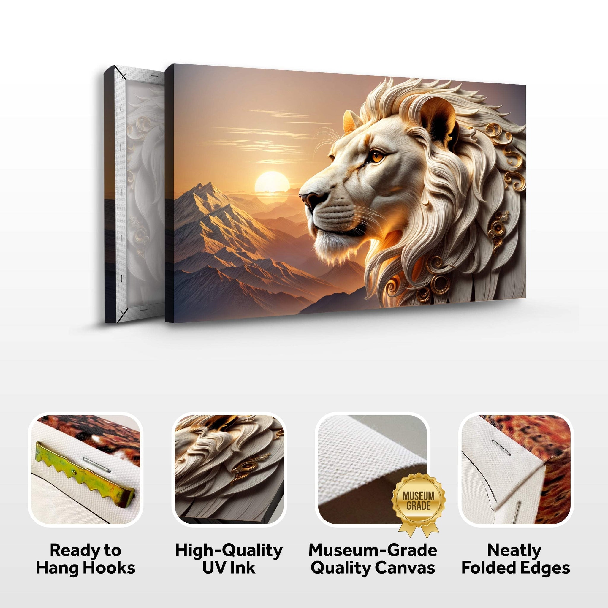3D Majestic Lion Wall Art IV - Tailored Canvases - Flyclothing LLC