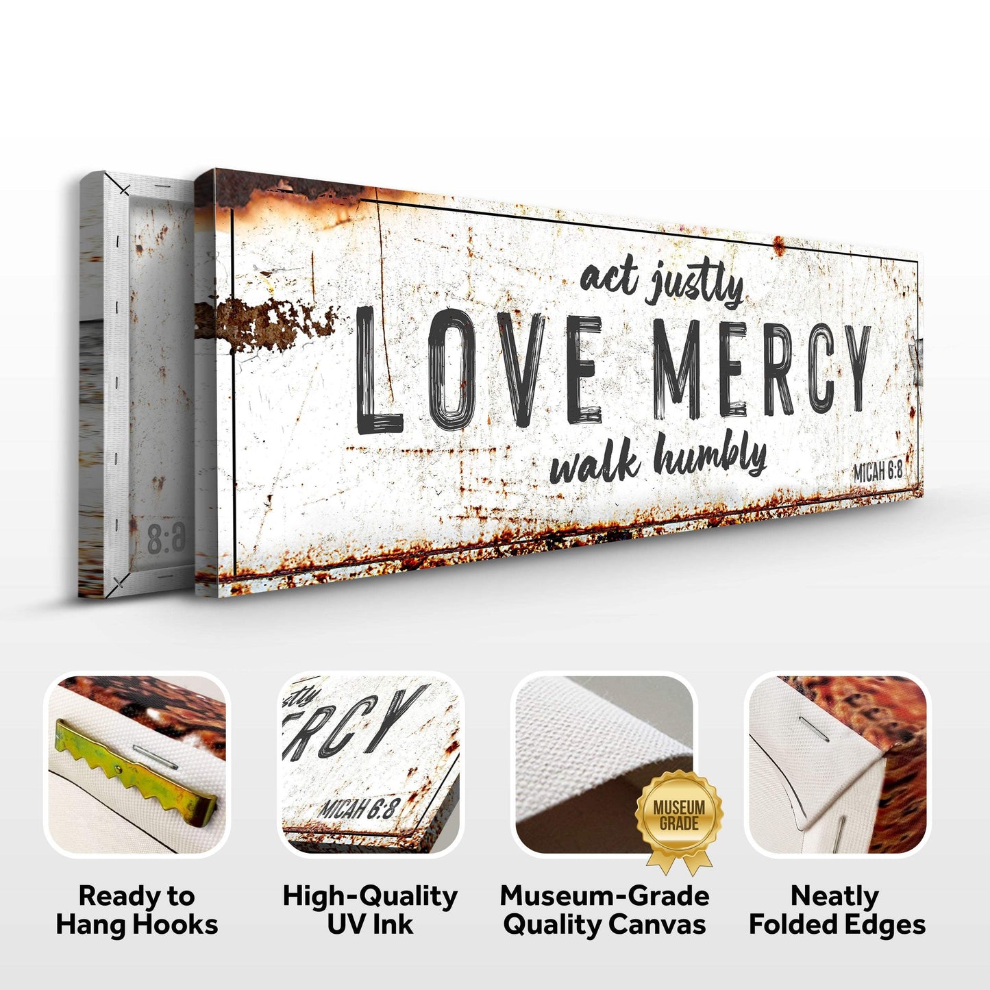 Act Justly Love Mercy Walk Humbly Faith Sign - Tailored Canvases - Flyclothing LLC