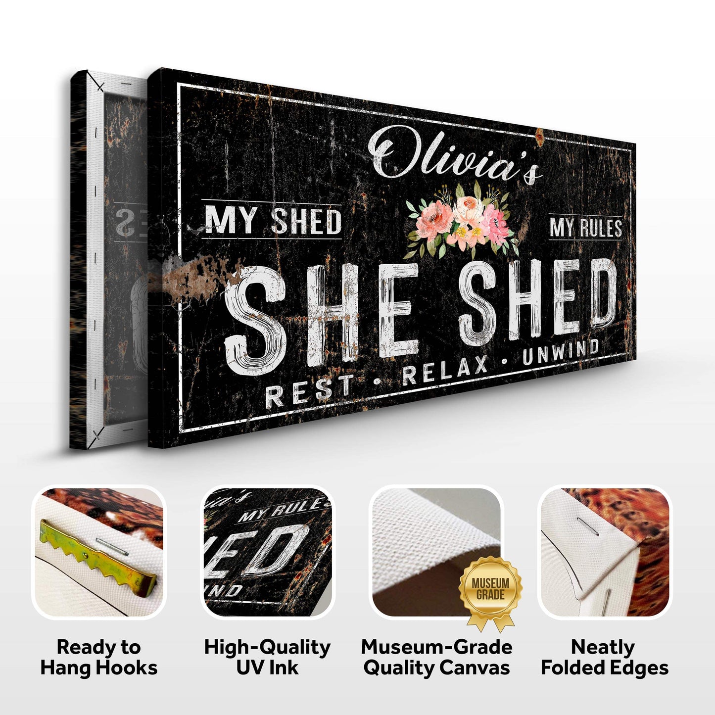 Personalized She Shed Sign IX - Tailored Canvases - Flyclothing LLC