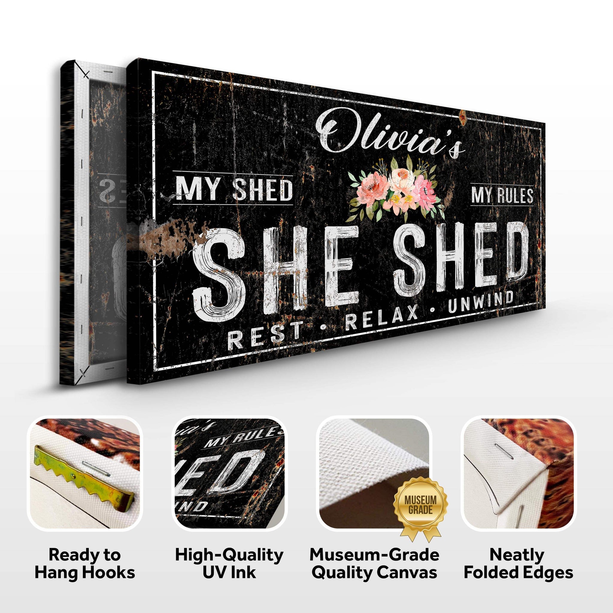 Personalized She Shed Sign IX - Tailored Canvases - Flyclothing LLC