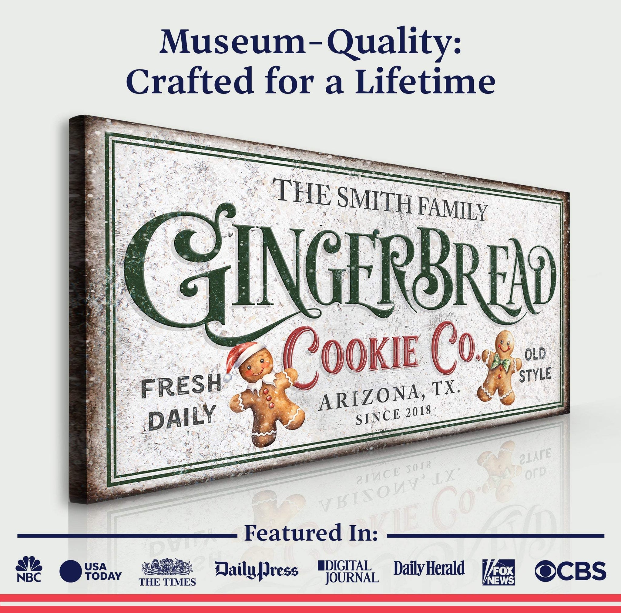 Family Gingerbread Bakery Christmas Sign II - Tailored Canvases - Flyclothing LLC