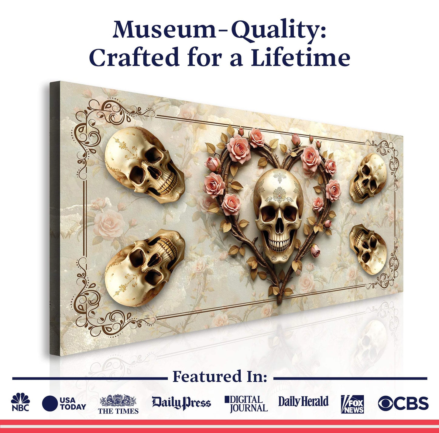 3D Vintage Skull Wall Art - Tailored Canvases - Flyclothing LLC