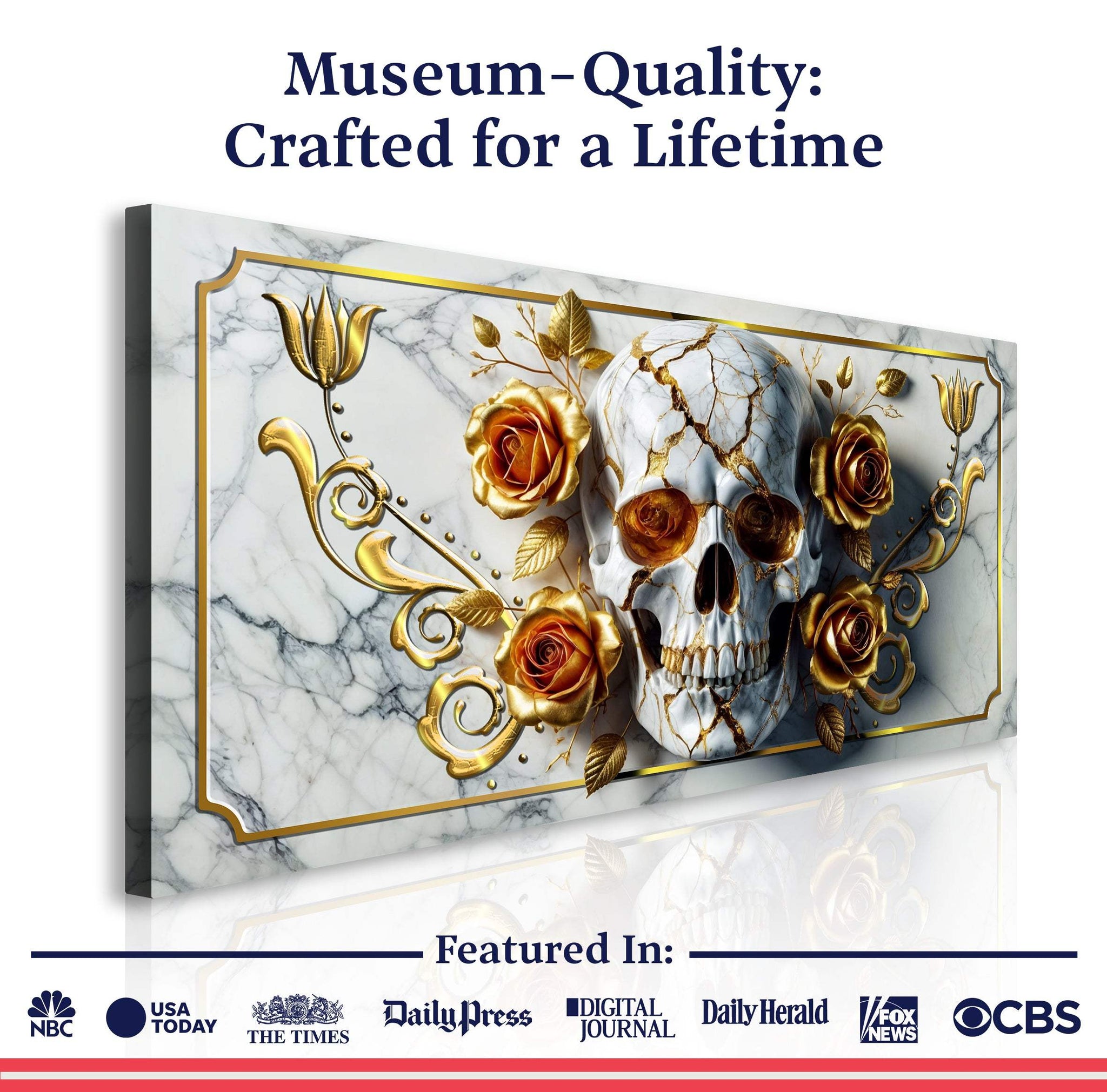 3D Rose and Skull Wall Art II - Tailored Canvases - Flyclothing LLC
