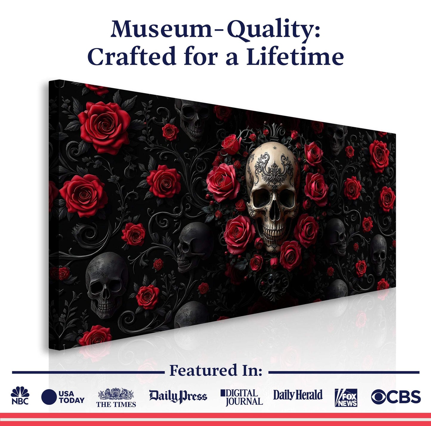 3D Rose and Skull Wall Art III - Tailored Canvases - Flyclothing LLC