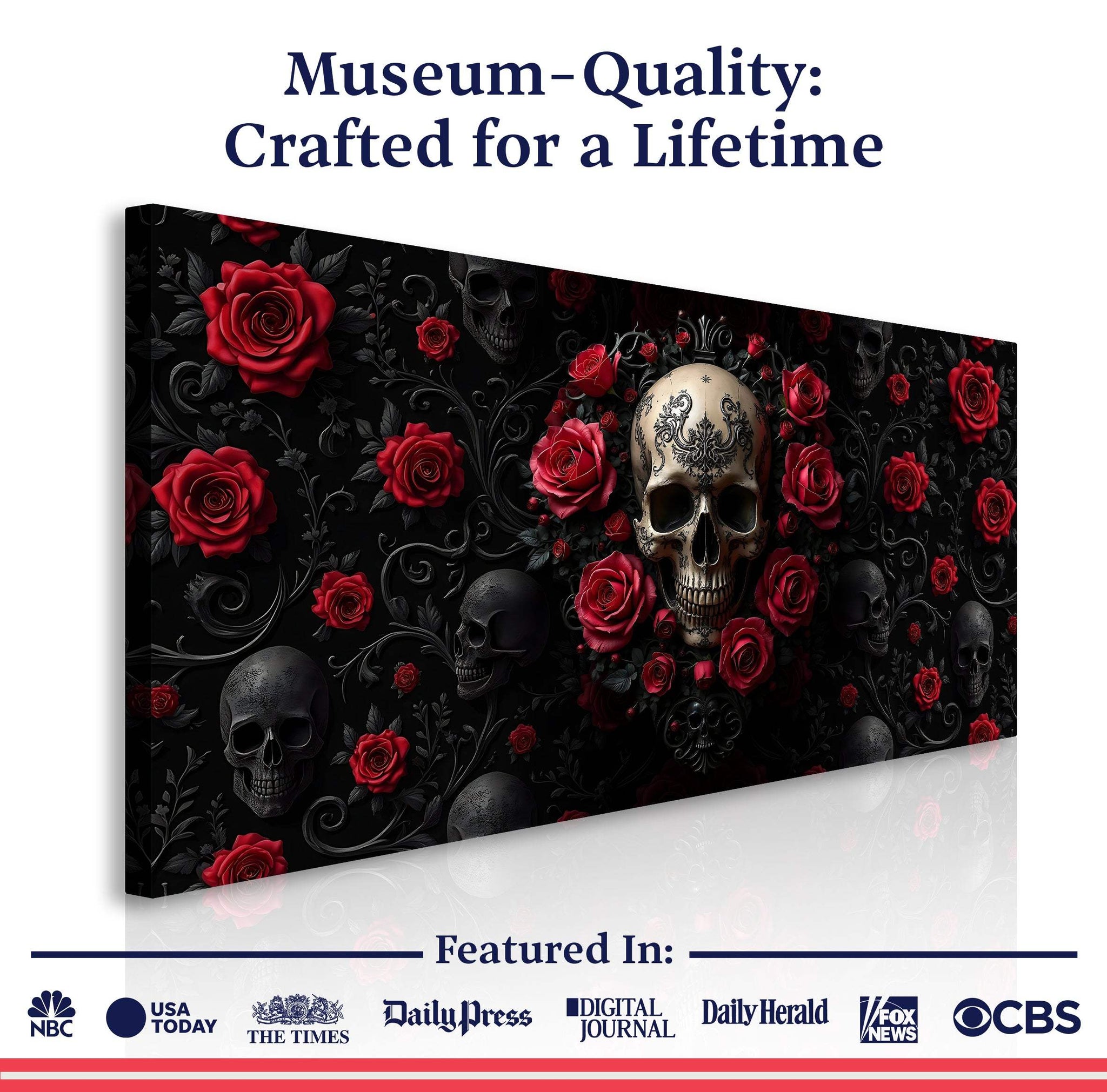3D Rose and Skull Wall Art III - Tailored Canvases - Flyclothing LLC