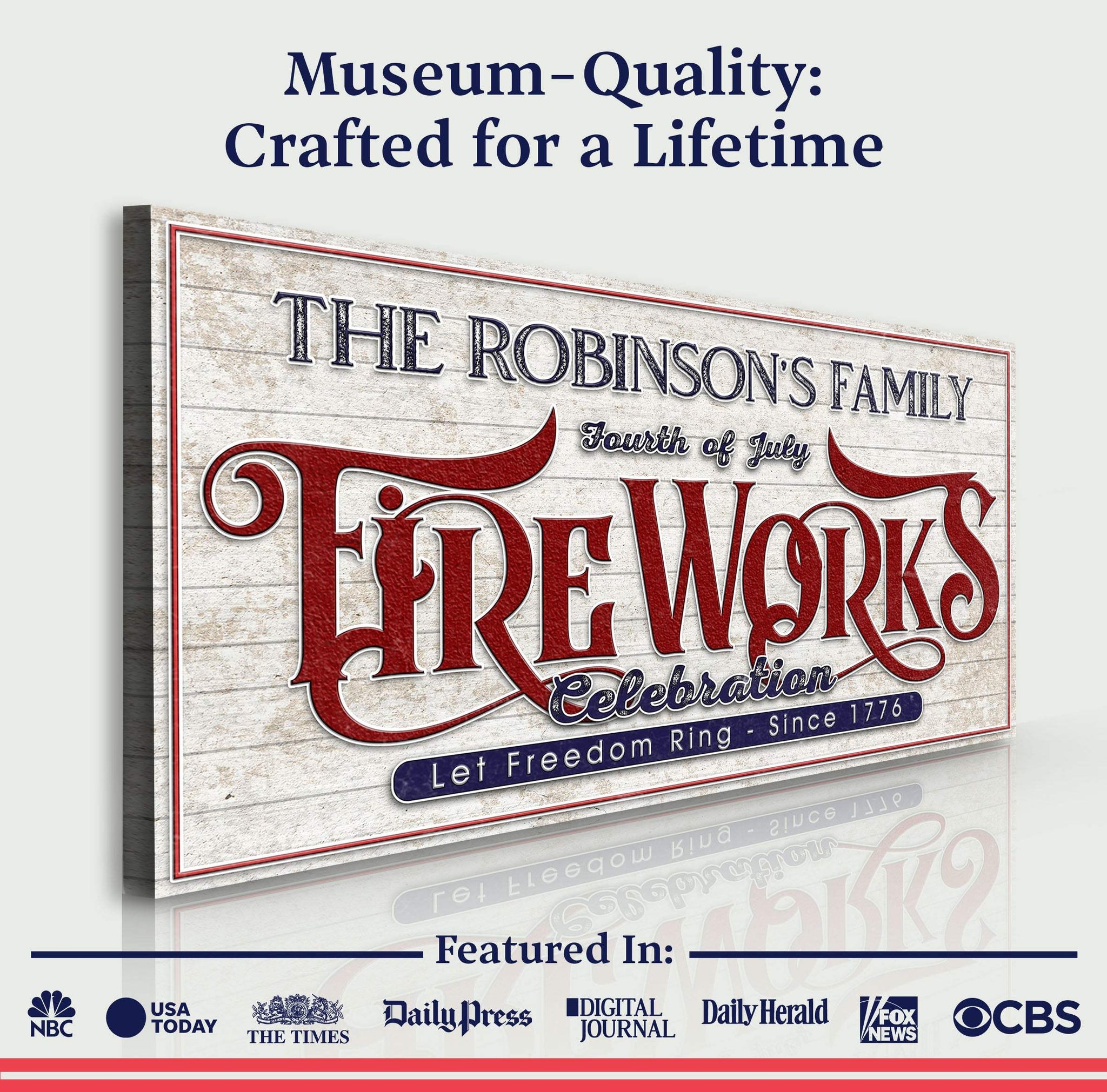 4th of July Fireworks Celebration Personalized Sign - Tailored Canvases - Flyclothing LLC