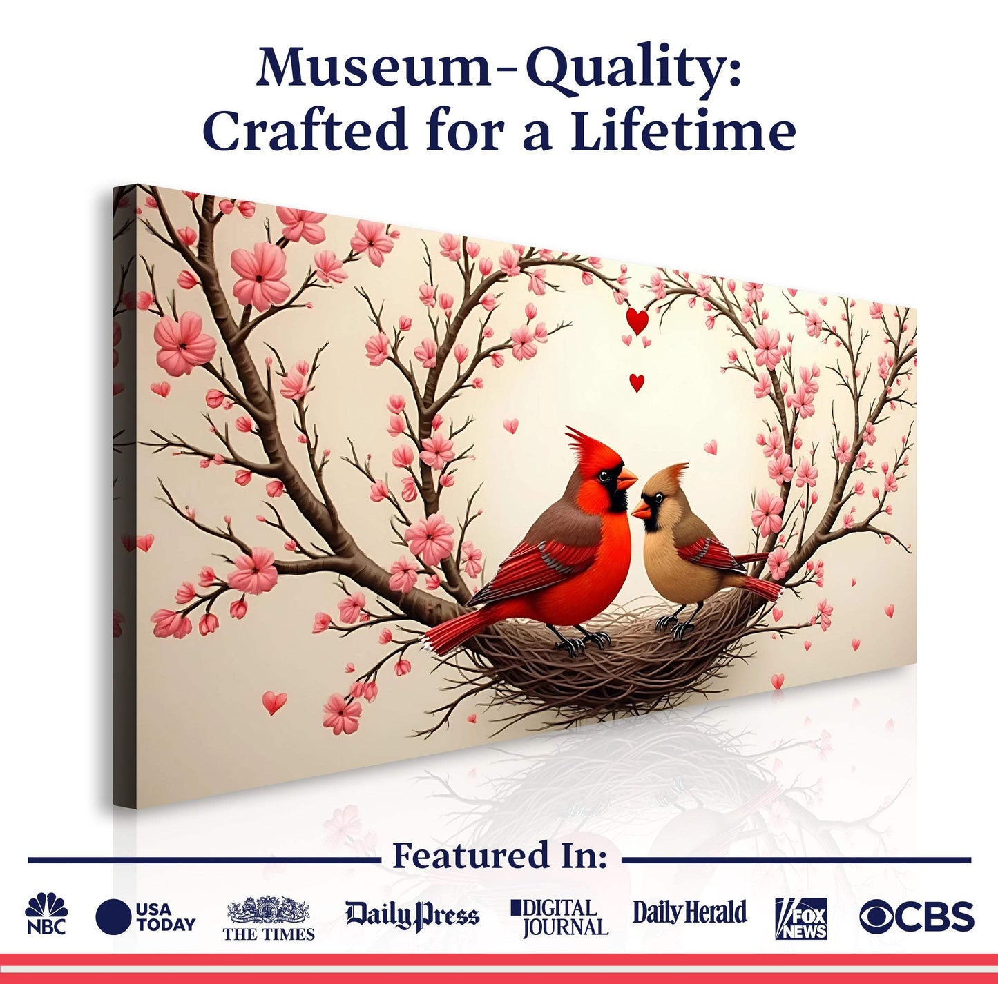3D Cardinals Wall Art II - Tailored Canvases - Flyclothing LLC