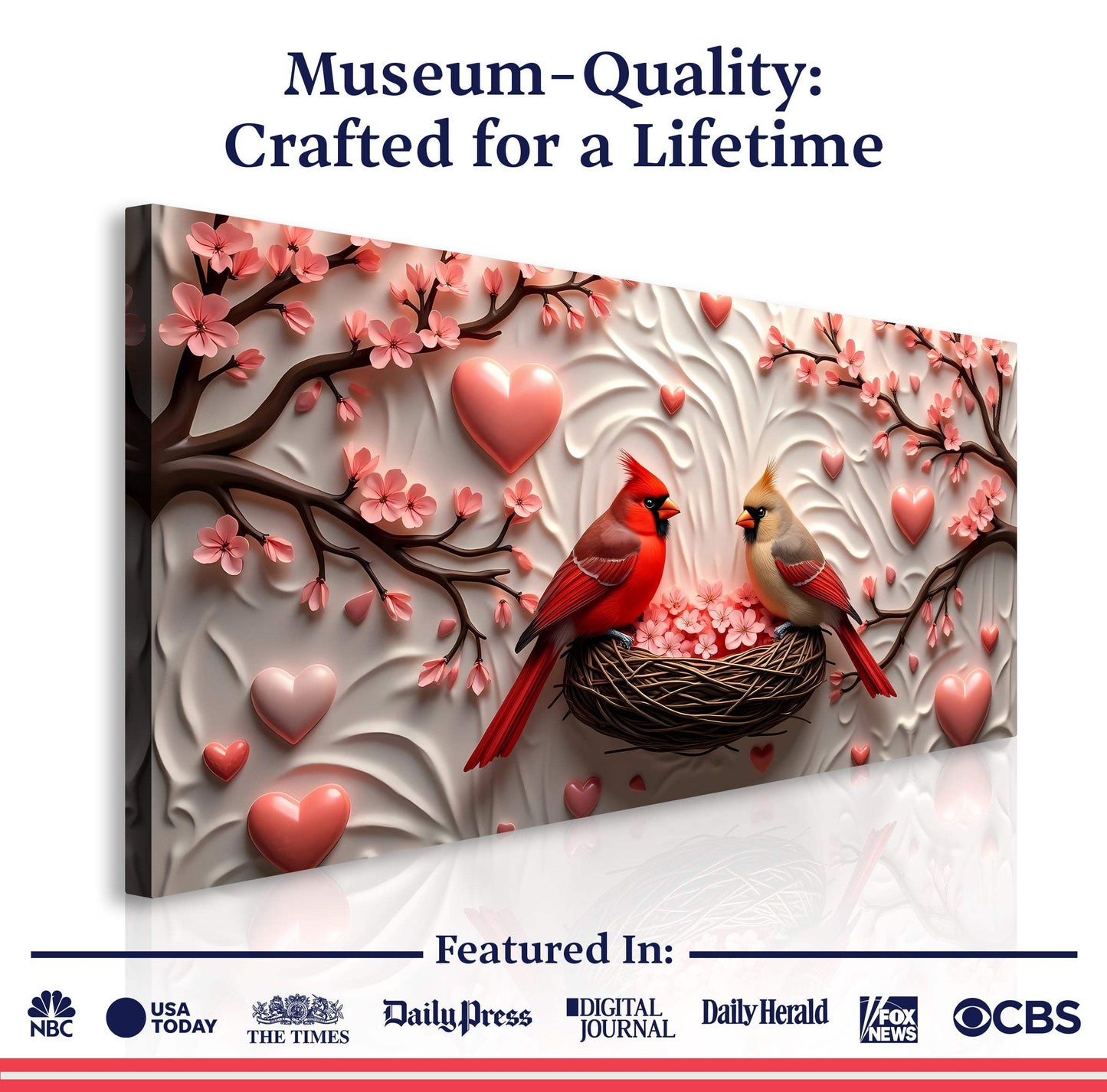 3D Cardinals Wall Art IV - Tailored Canvases - Flyclothing LLC