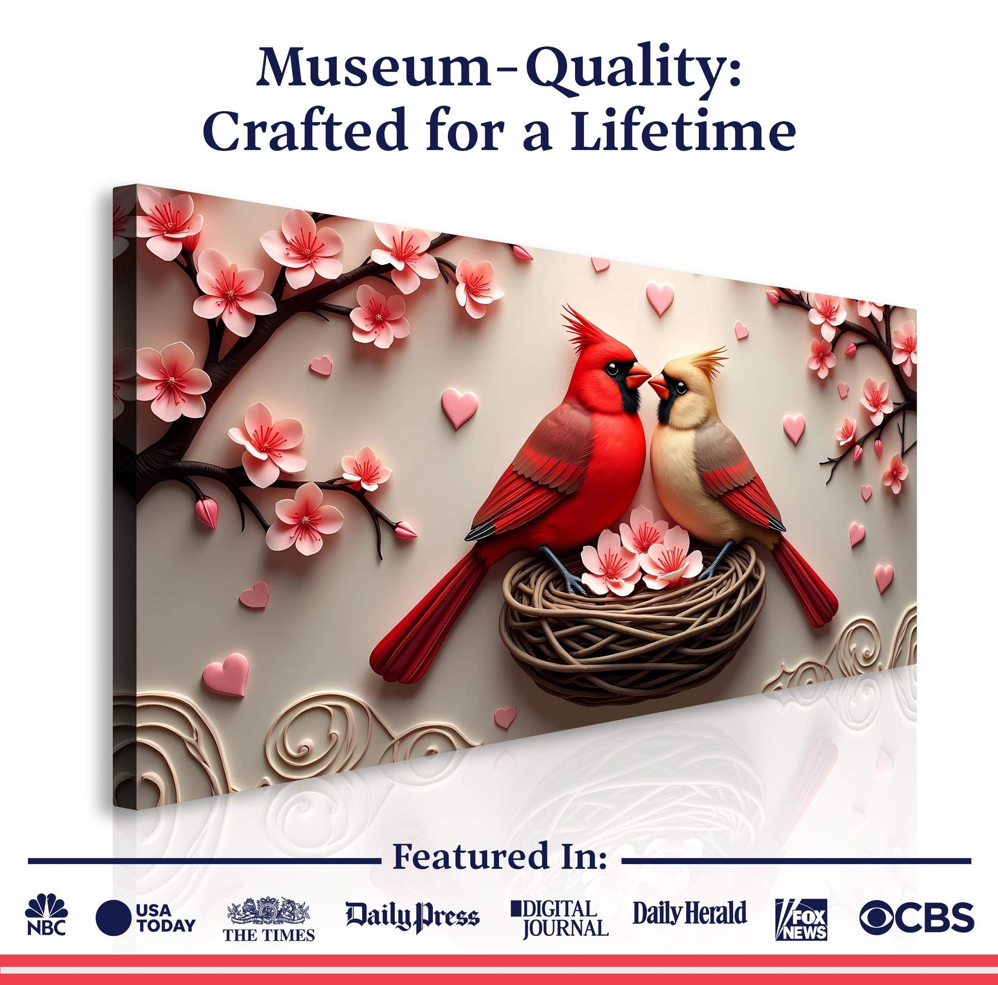 3D Cardinals Wall Art VI - Tailored Canvases - Flyclothing LLC