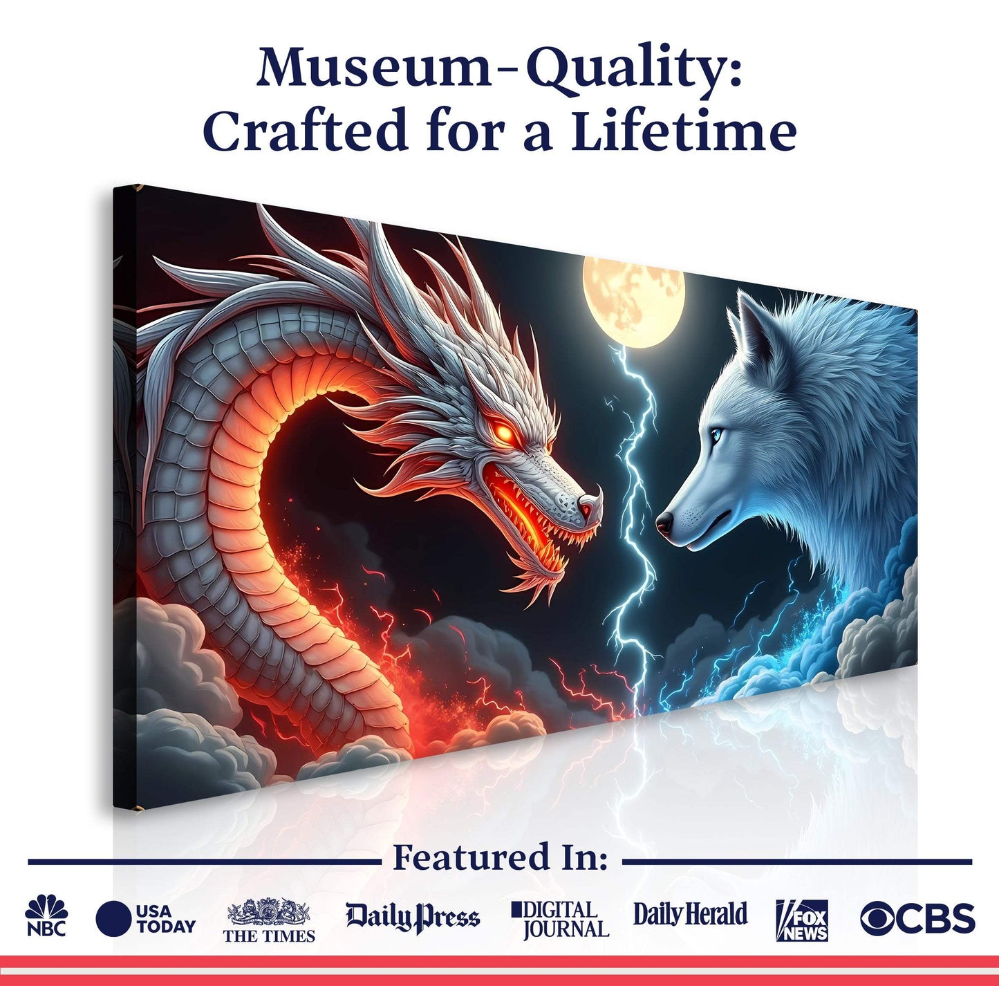 3D Dragon and Wolf Wall Art III - Tailored Canvases - Flyclothing LLC