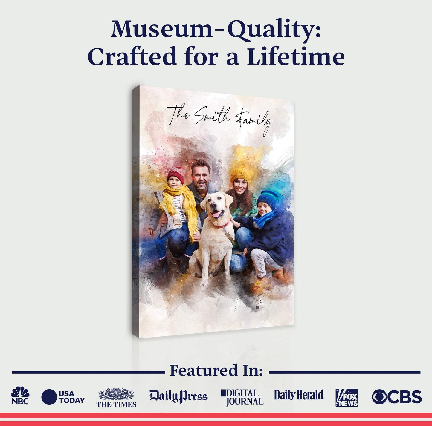Custom Family Watercolor Portrait II - Tailored Canvases - Flyclothing LLC