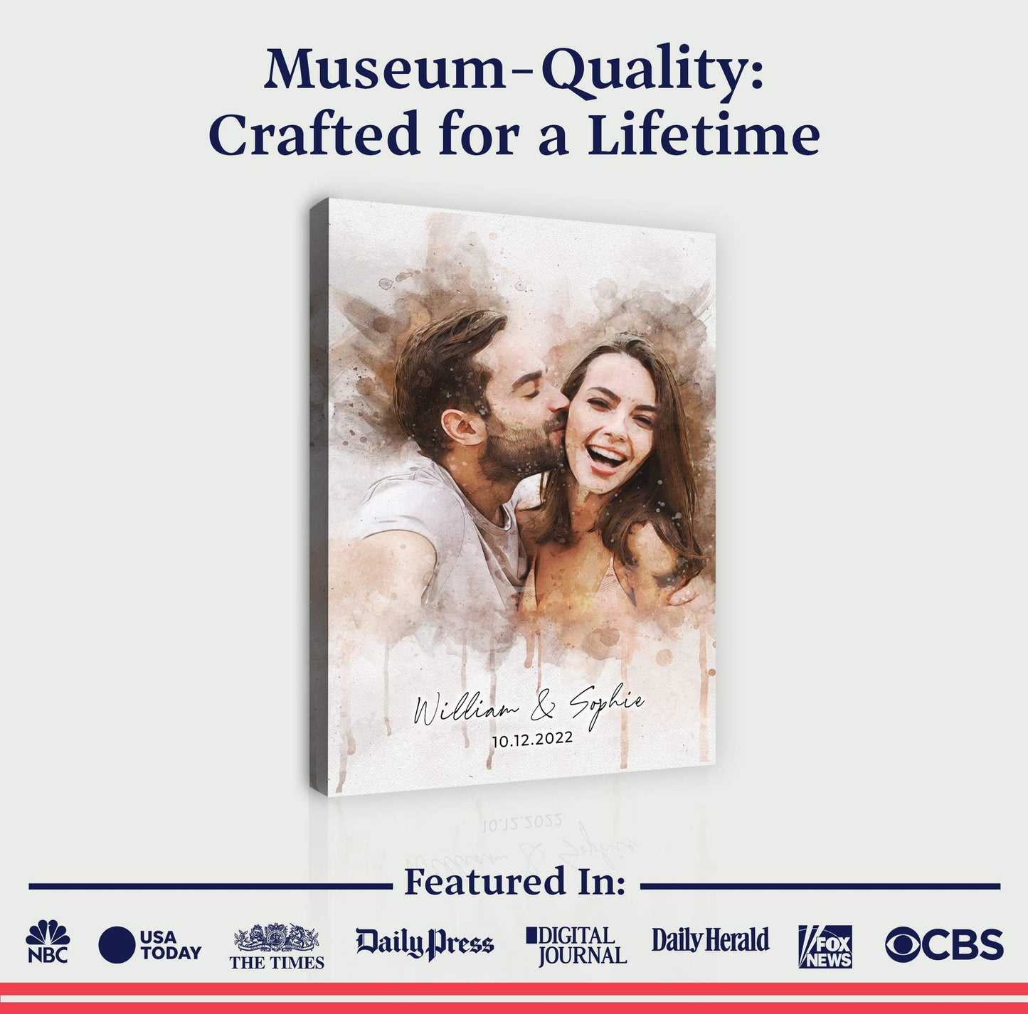 Custom Couple Watercolor Portrait - Tailored Canvases - Flyclothing LLC