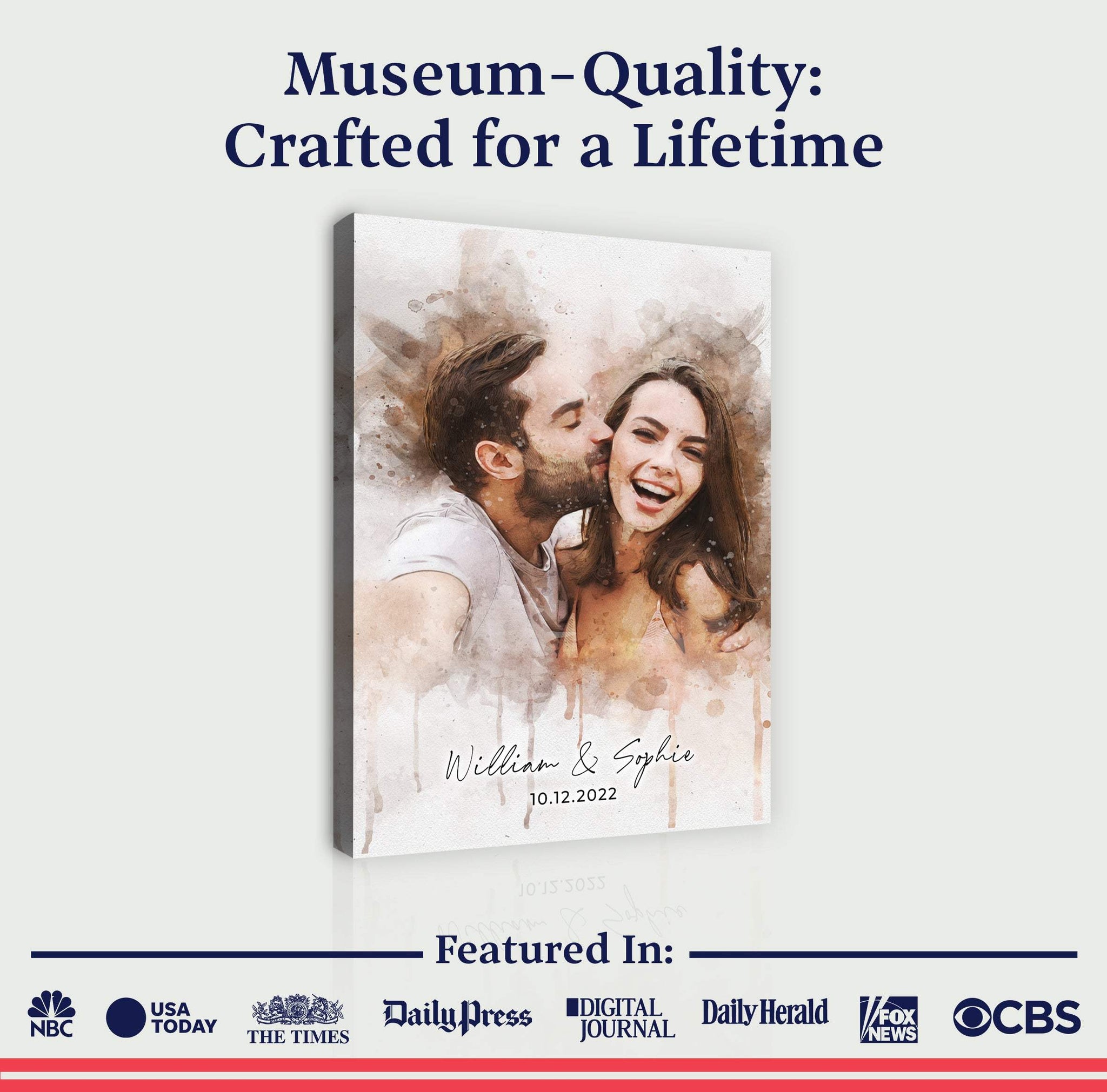 Custom Couple Watercolor Portrait - Tailored Canvases - Flyclothing LLC