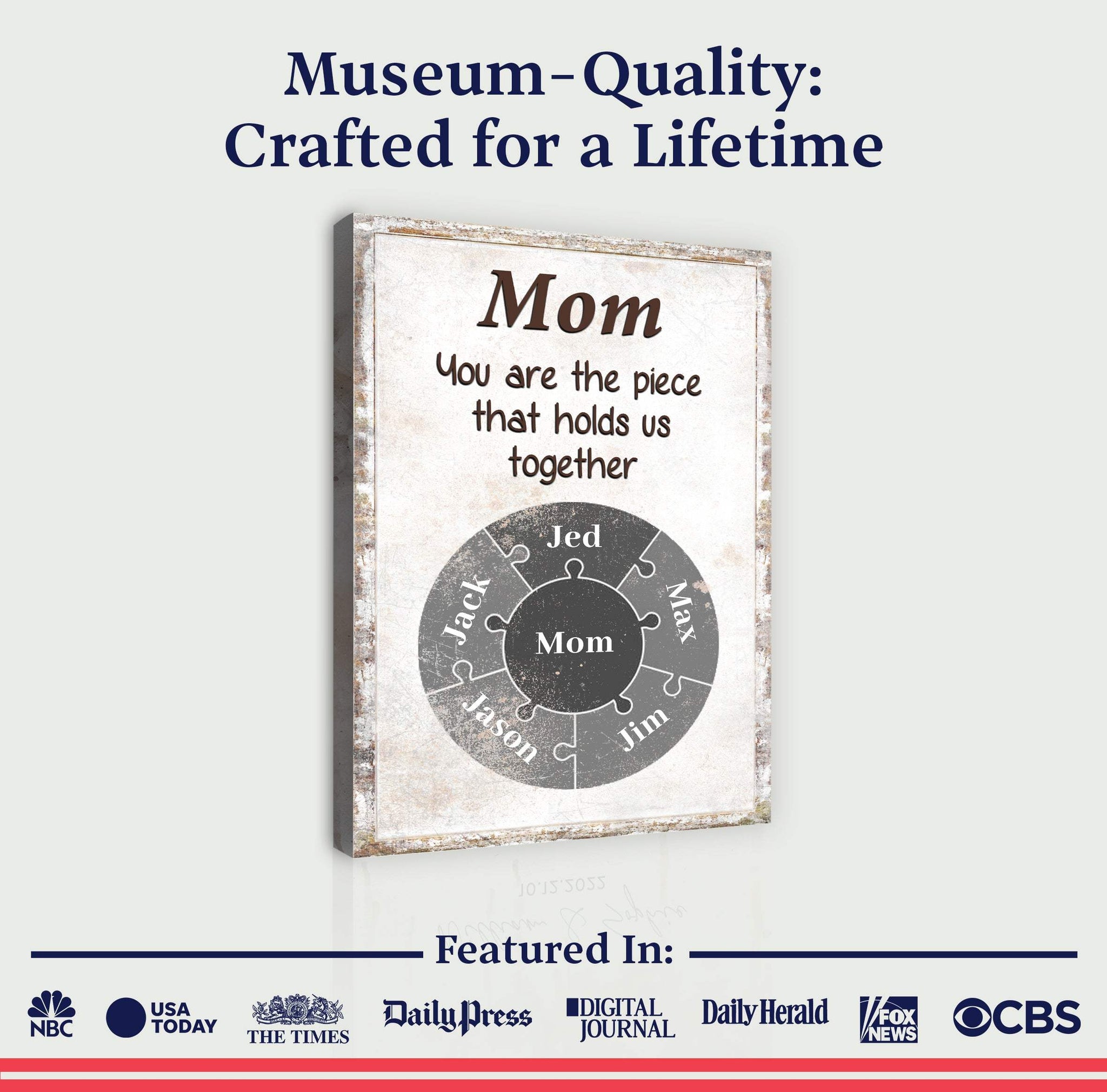 Mom Personalized Puzzle Sign - Tailored Canvases - Flyclothing LLC
