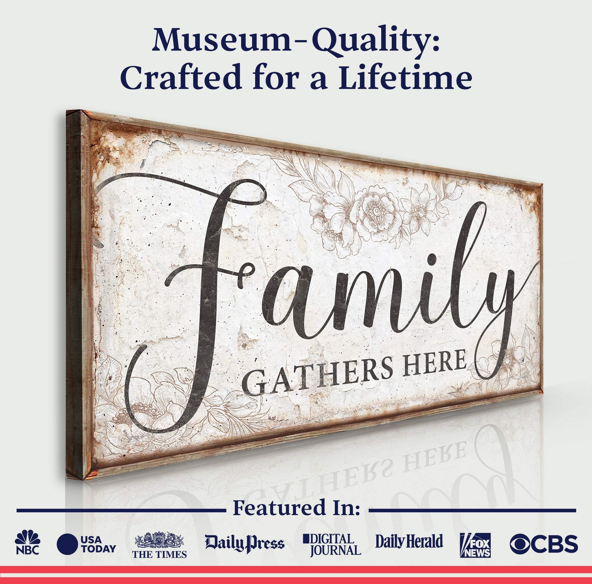Family Gathers Here Sign - Tailored Canvases - Flyclothing LLC