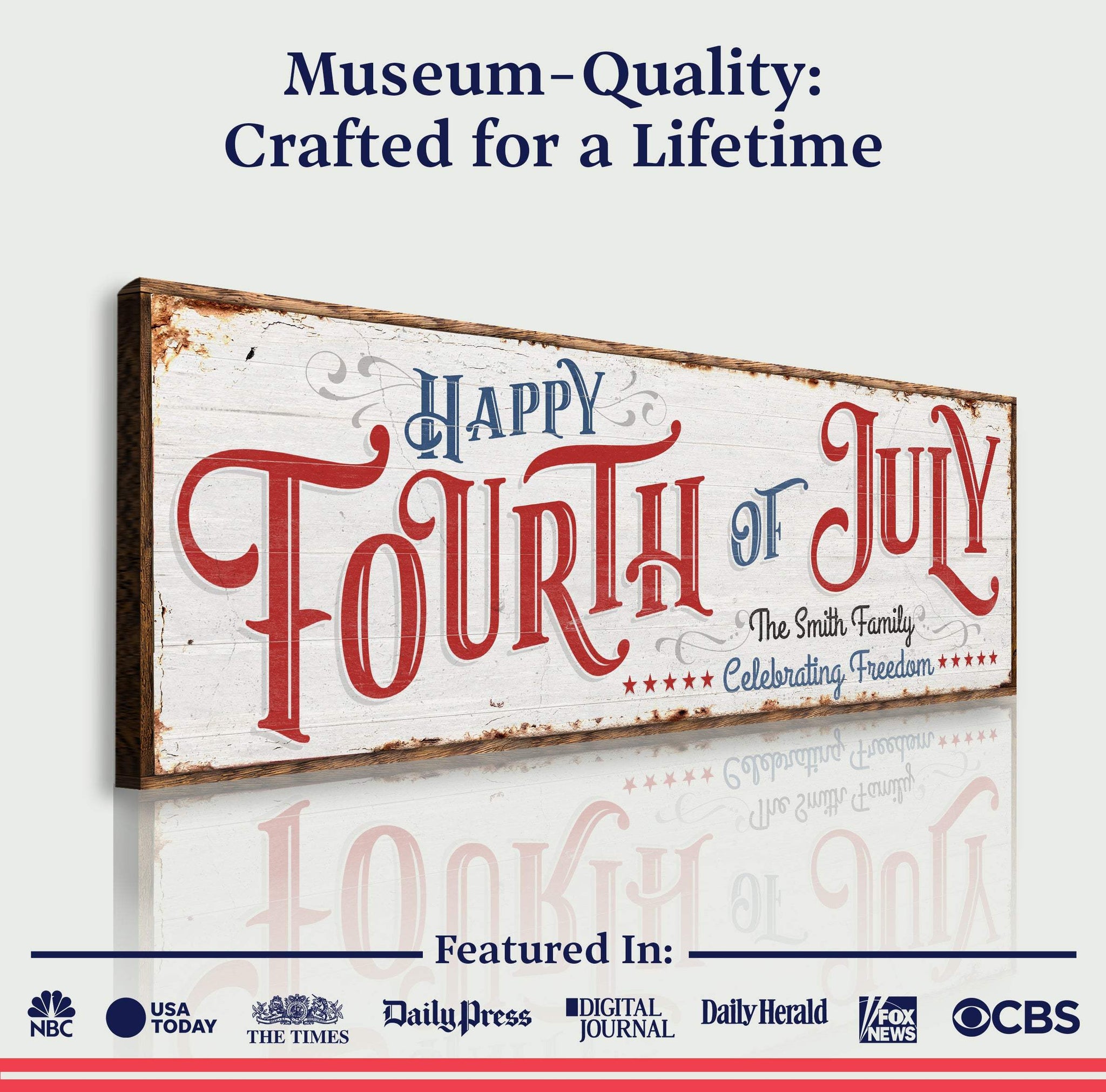 Happy 4th Of July Personalized Canvas Decor | Independence Day Canvas Home Wall Art | Red White And Blue Canvas | Living Room Wall Decor - Tailored Canvases - Flyclothing LLC