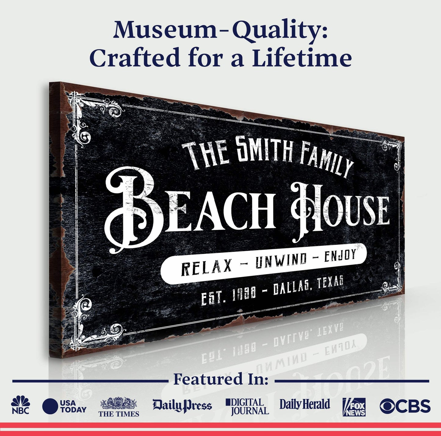 Beach House Personalized Sign III - Tailored Canvases - Flyclothing LLC