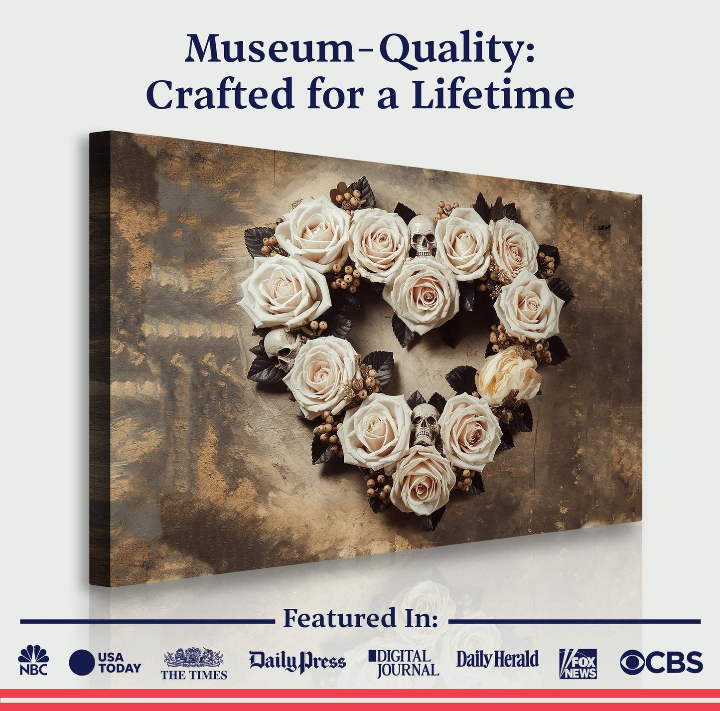 Skull and Flowers Wall Art V - Tailored Canvases - Flyclothing LLC