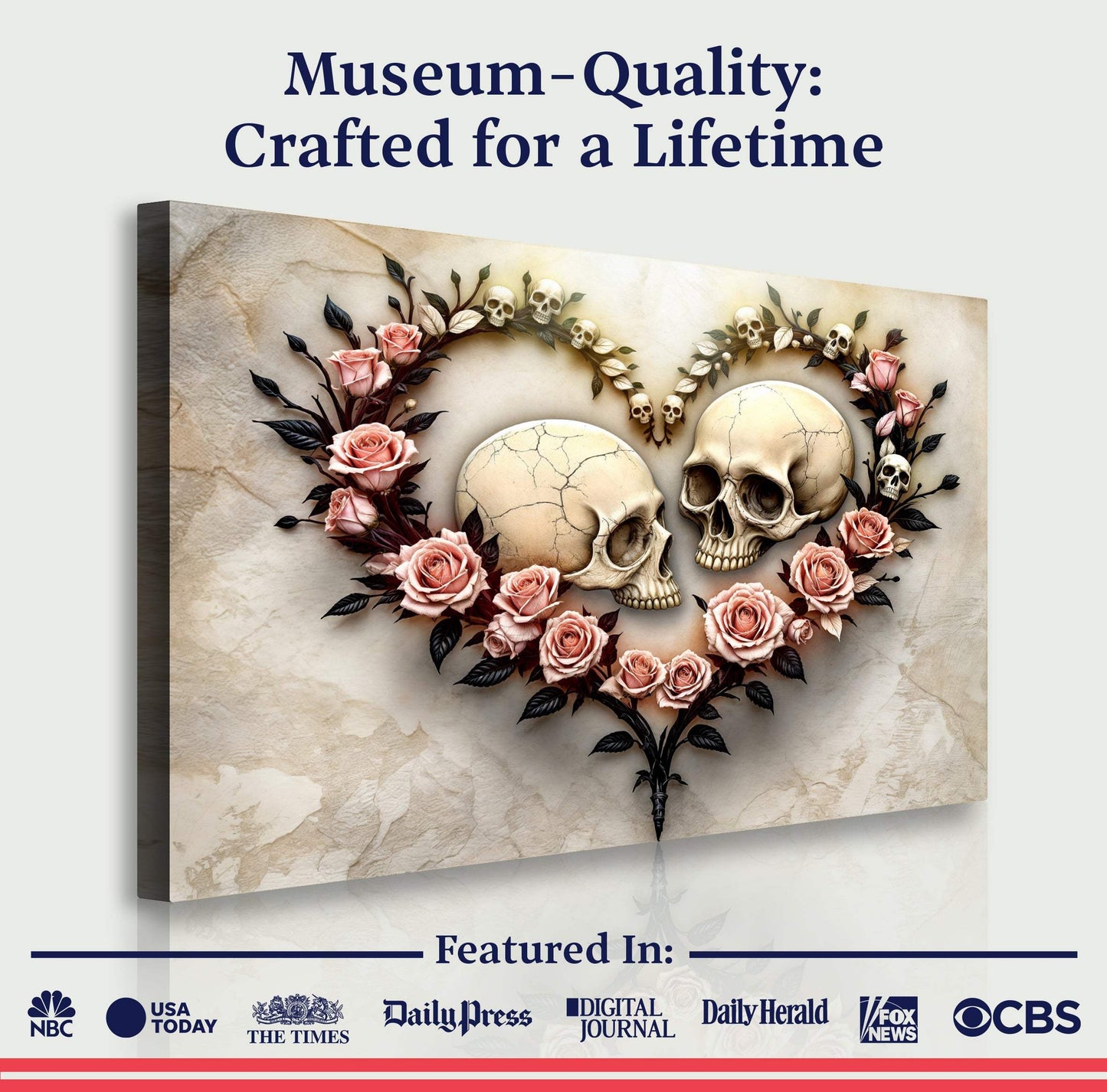 Skull and Flowers Wall Art VI - Tailored Canvases - Flyclothing LLC