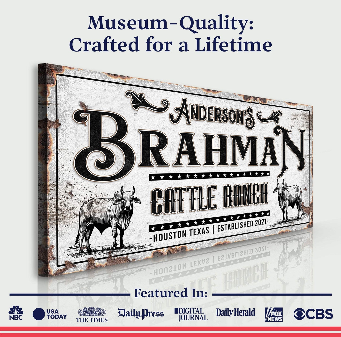 Personalized Brahman Cattle Sign - Tailored Canvases - Flyclothing LLC