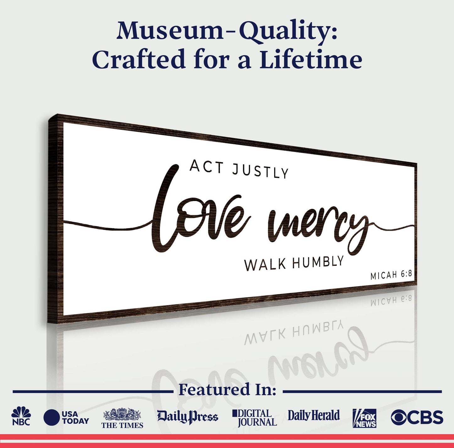 Act Justly Love Mercy Walk Humbly Faith Sign III - Tailored Canvases - Flyclothing LLC