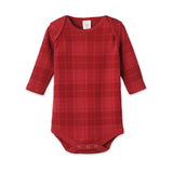 Red Plaid Baby Bodysuit In Soft Cotton Rib - Holiday One Piece - Tesa Babe - Flyclothing LLC