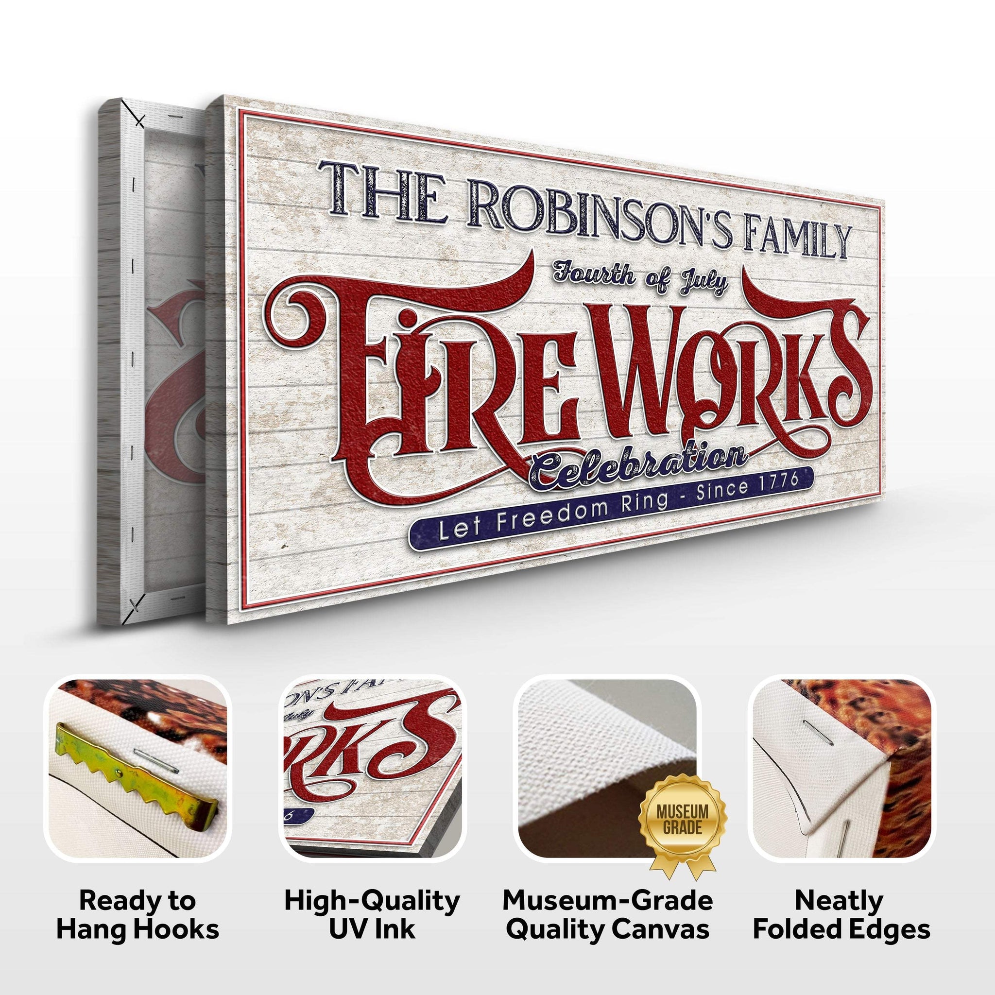 4th of July Fireworks Celebration Personalized Sign - Tailored Canvases - Flyclothing LLC