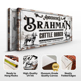 Personalized Brahman Cattle Sign - Tailored Canvases - Flyclothing LLC