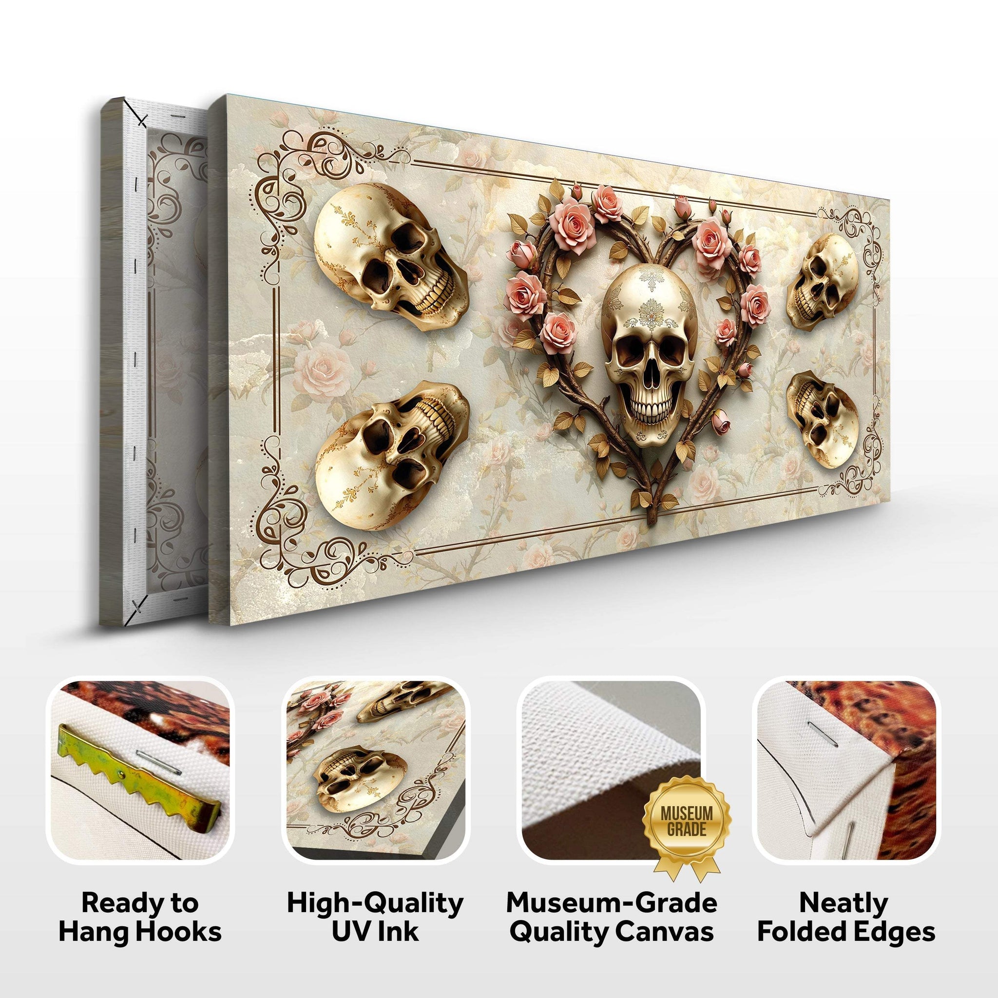 3D Vintage Skull Wall Art - Tailored Canvases - Flyclothing LLC
