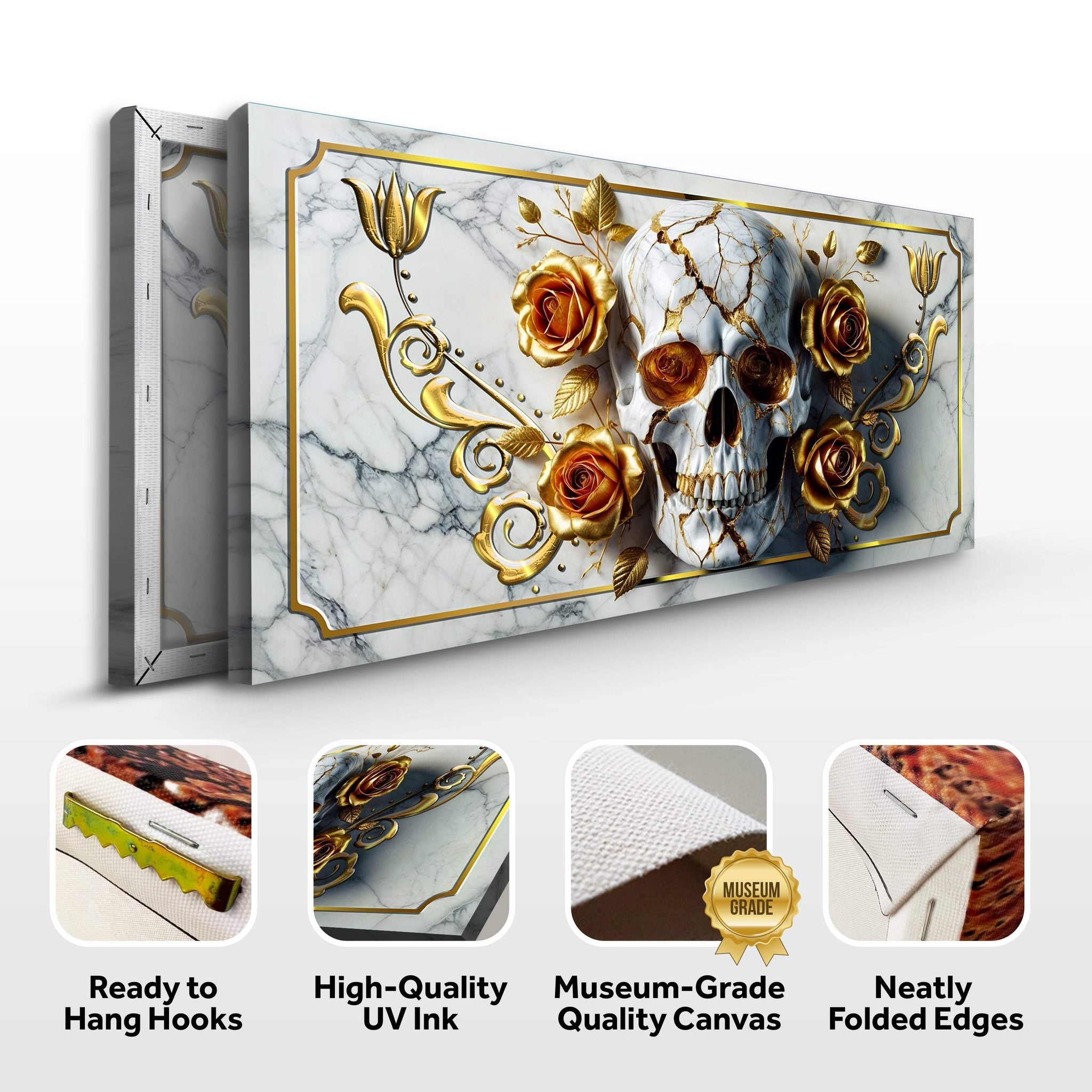 3D Rose and Skull Wall Art II - Tailored Canvases - Flyclothing LLC