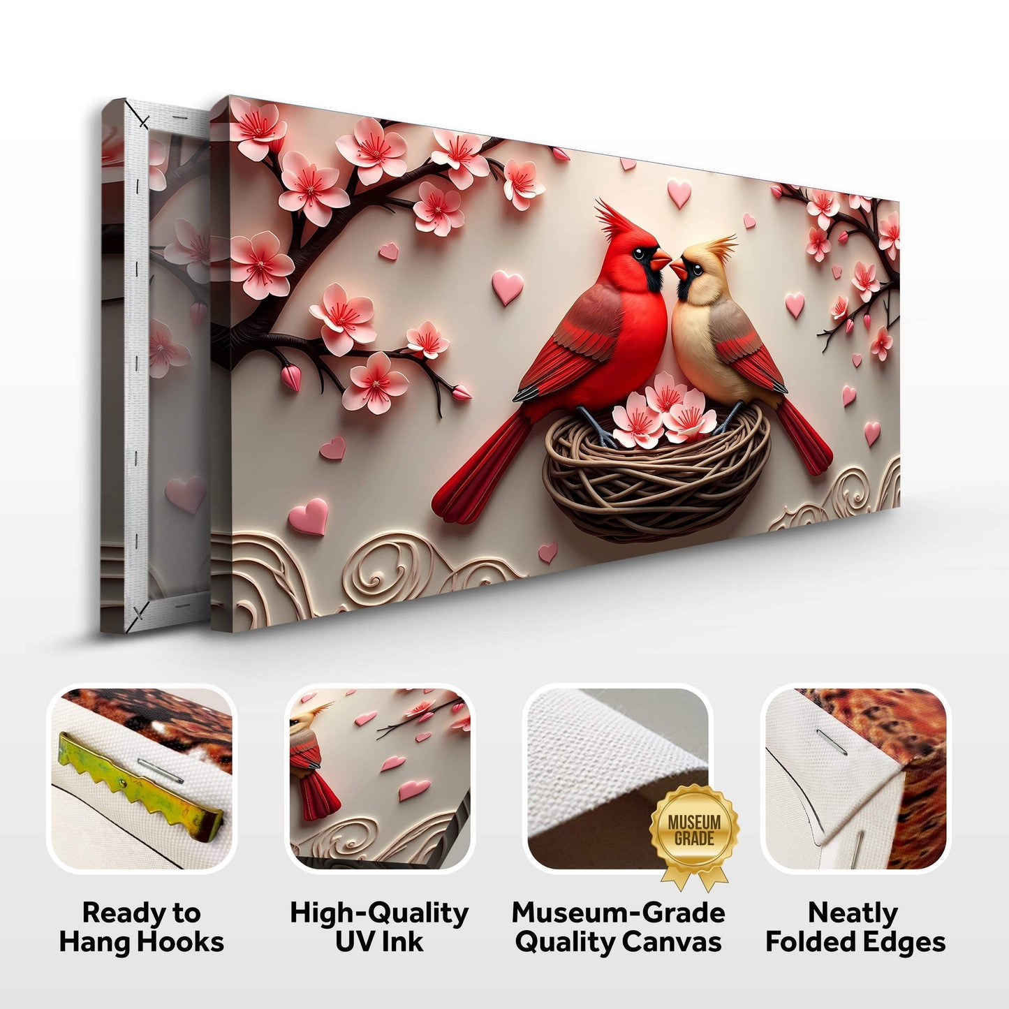 3D Cardinals Wall Art VI - Tailored Canvases - Flyclothing LLC