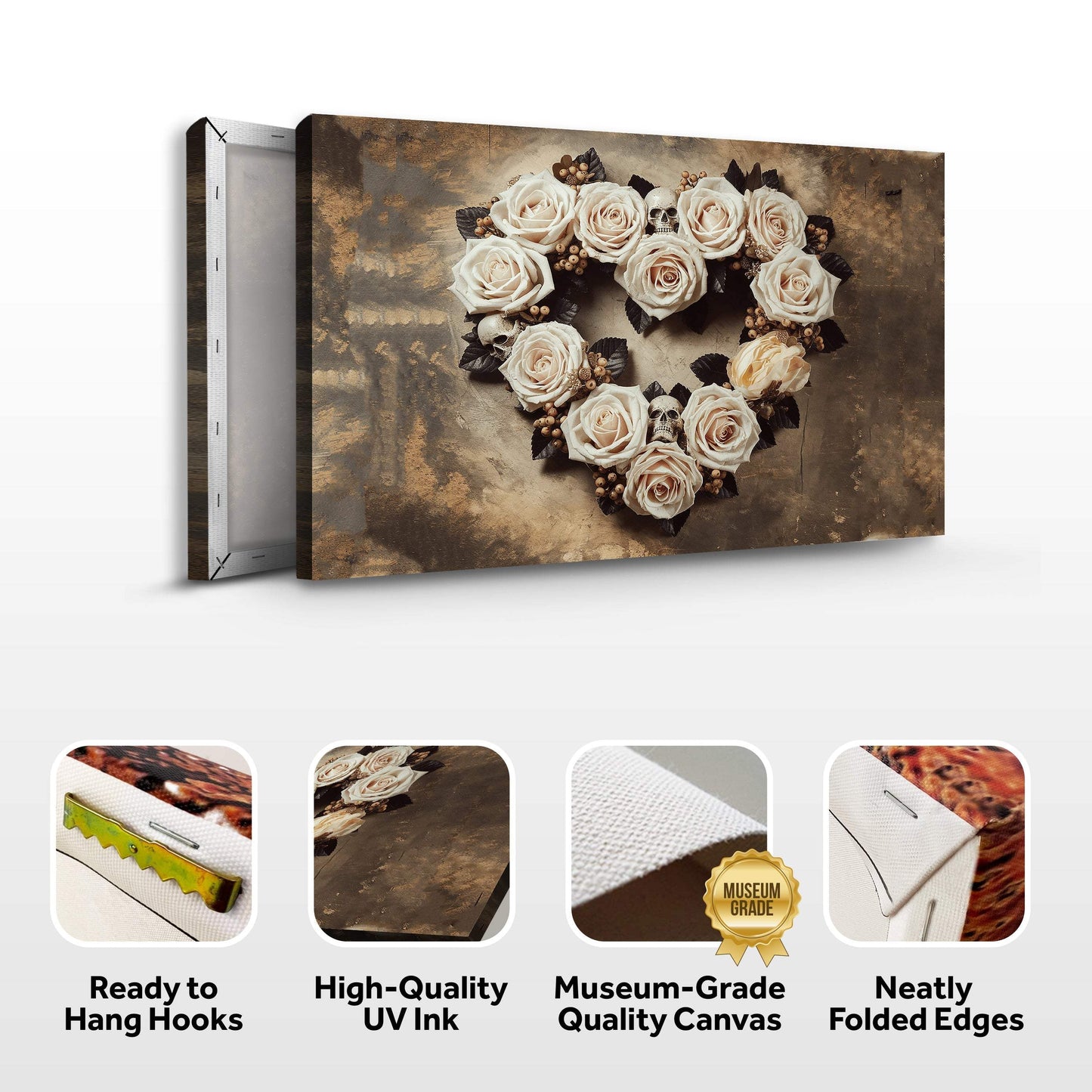 Skull and Flowers Wall Art V - Tailored Canvases - Flyclothing LLC