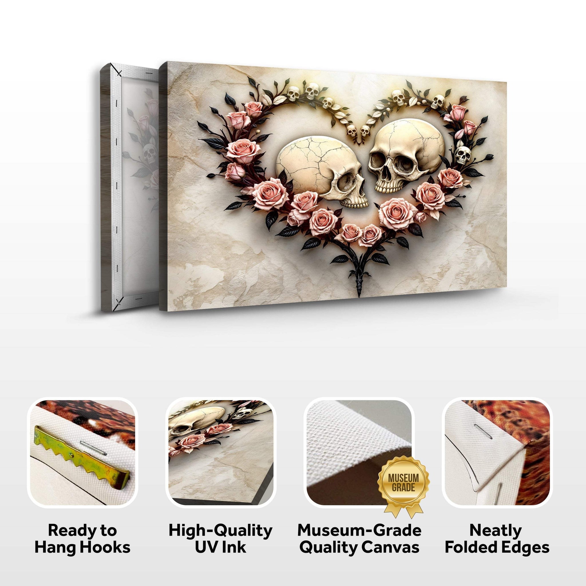 Skull and Flowers Wall Art VI - Tailored Canvases - Flyclothing LLC
