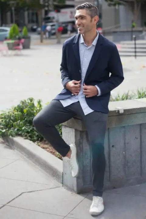 In-Flight Stretch Blazer Navy - Buki - Flyclothing LLC