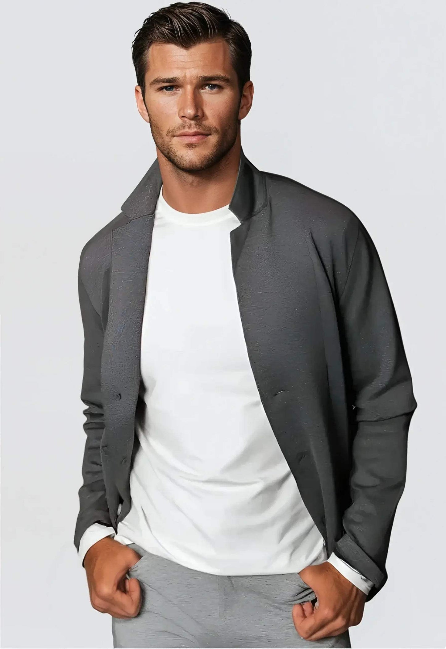 In-Flight Stretch Blazer - Charcoal Gray - Buki - Flyclothing LLC