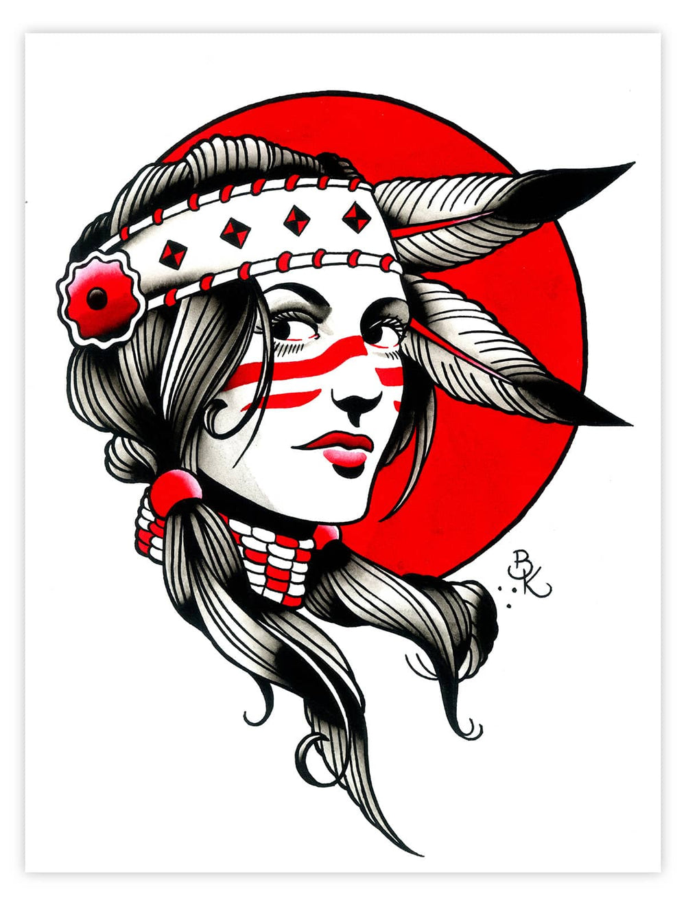 Black Market Art Company Indian Girl Sun Print