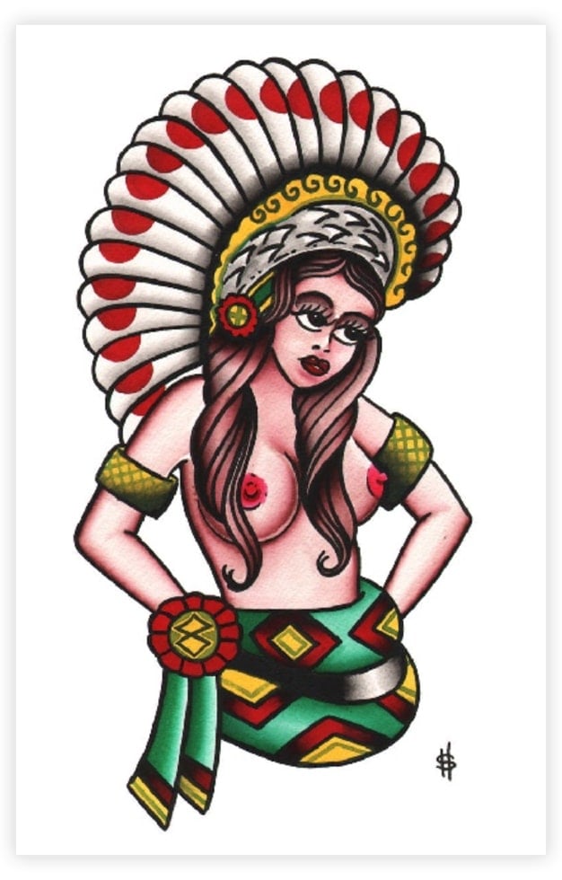 Black Market Art Company Indian Squaw Print