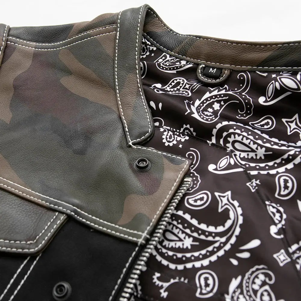 Infantry Motorcycle Leather Canvas Vest - First Manufacturing Company - Flyclothing LLC