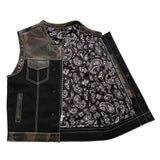 Infantry Motorcycle Leather Canvas Vest - First Manufacturing Company - Flyclothing LLC