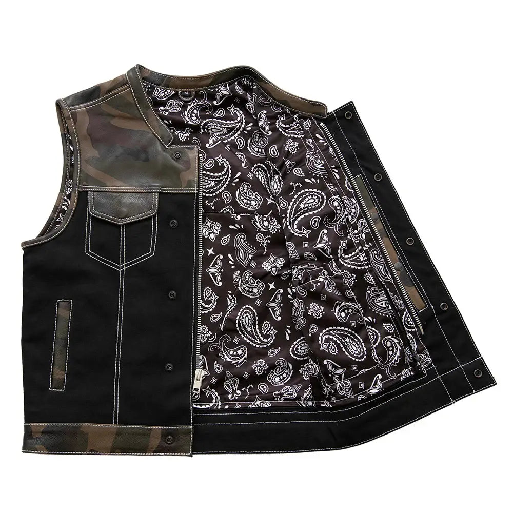 Infantry Motorcycle Leather Canvas Vest - First Manufacturing Company - Flyclothing LLC