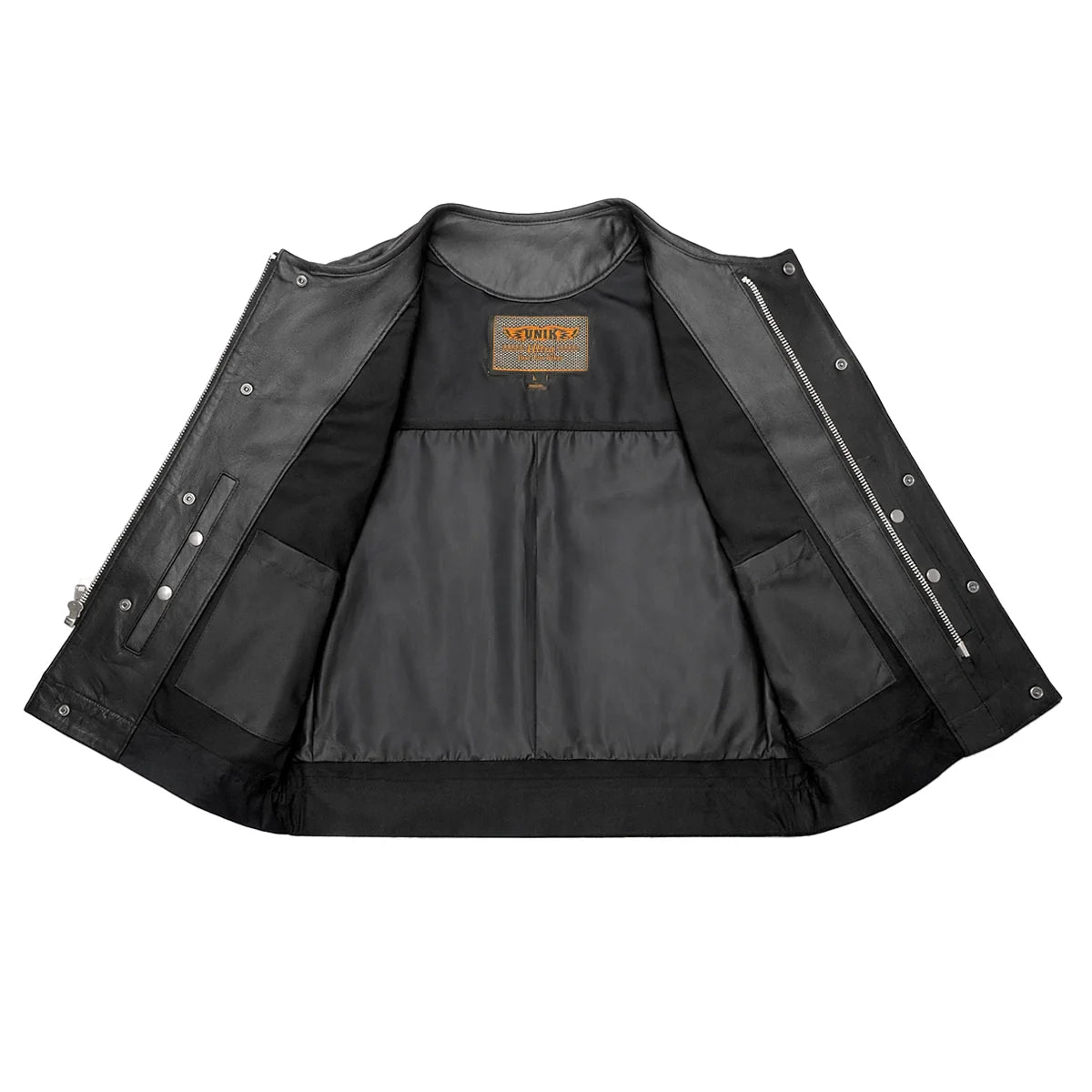 Black Diamond - Men's Club style Leather Motorcycle Vest - Unik Just for Bikers - Flyclothing LLC