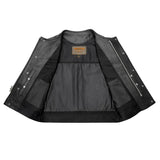 Black Diamond - Men's Club style Leather Motorcycle Vest - Unik Just for Bikers - Flyclothing LLC
