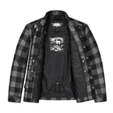 Sentry - Mens Black & Gray Armored Flannel - Unik Just for Bikers - Flyclothing LLC