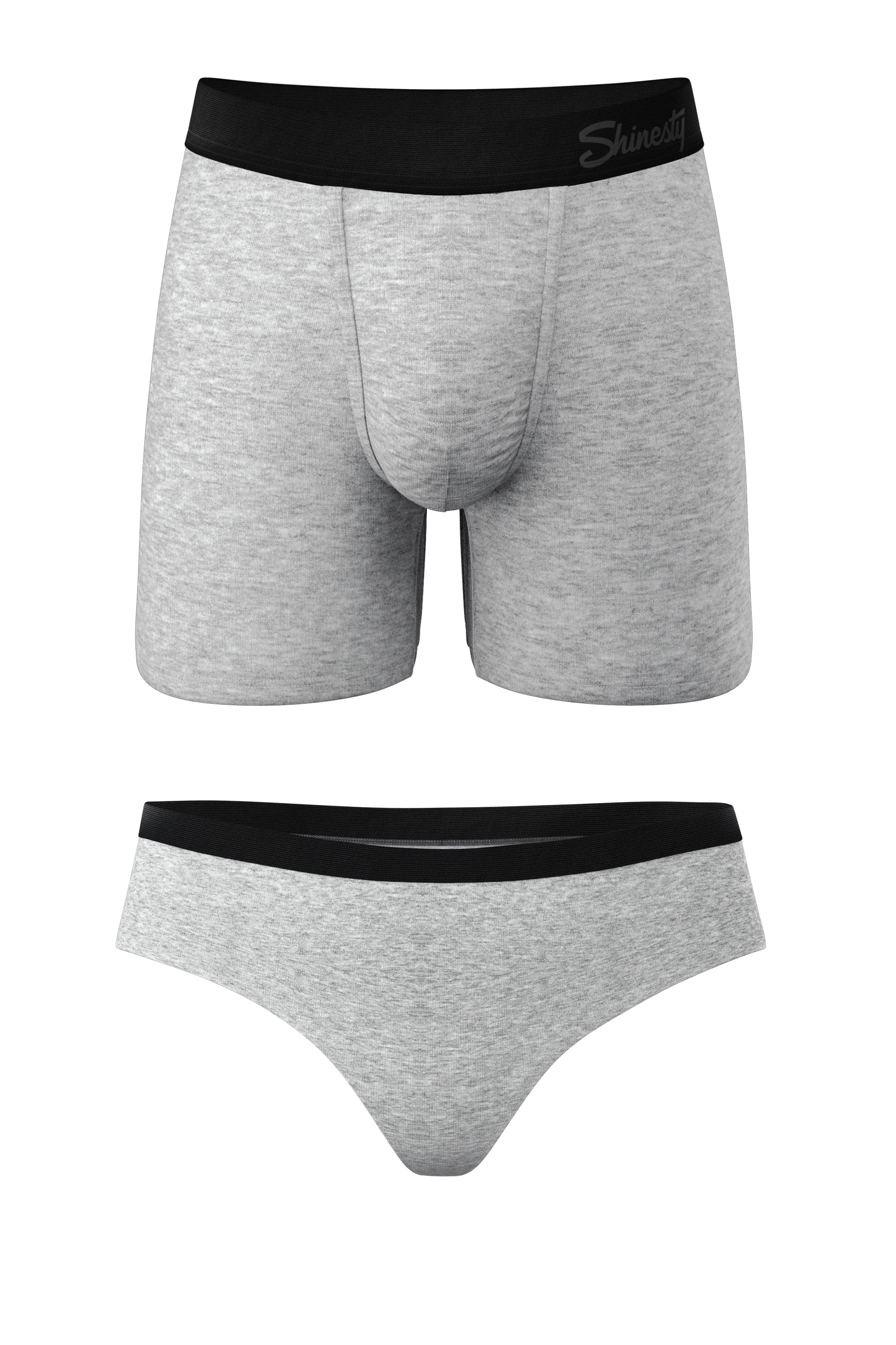 The Gray Area | Heather Grey Ball Hammock® Boxer and Cheeky Matching Couples Underwear 2 Pack - Shinesty
