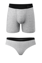 The Gray Area | Heather Grey Ball Hammock® Boxer and Cheeky Matching Couples Underwear 2 Pack - Shinesty